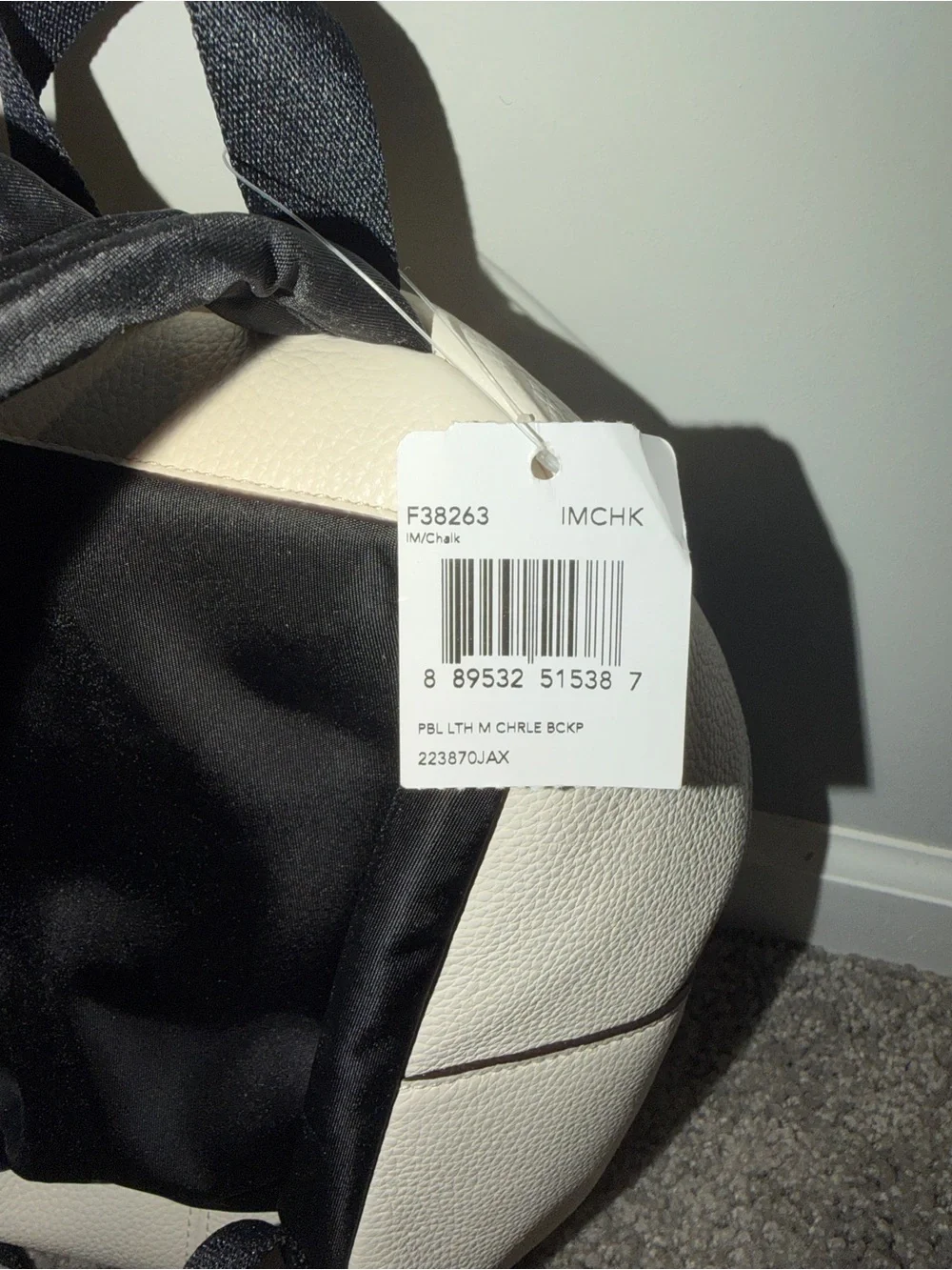 Coach Medium Charlie Backpack Pebble Leather Chalk White F38263 EUC